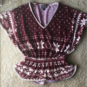 Maroon - thin material with cinched waist